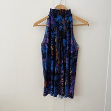 Maria Pinto Women's Sleeveless Tunic Top L Artsy Preppy Contemporary Made in USA