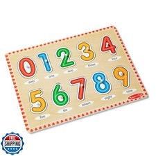 Melissa and Doug Lift and See Numbers Wooden Peg Puzzle - 10 Pieces Number Pu
