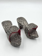 RARE ANTIQUE STERLING SILVER TURKISH CHILD'S NALIN BATH SHOES OTTOMAN EMPIRE