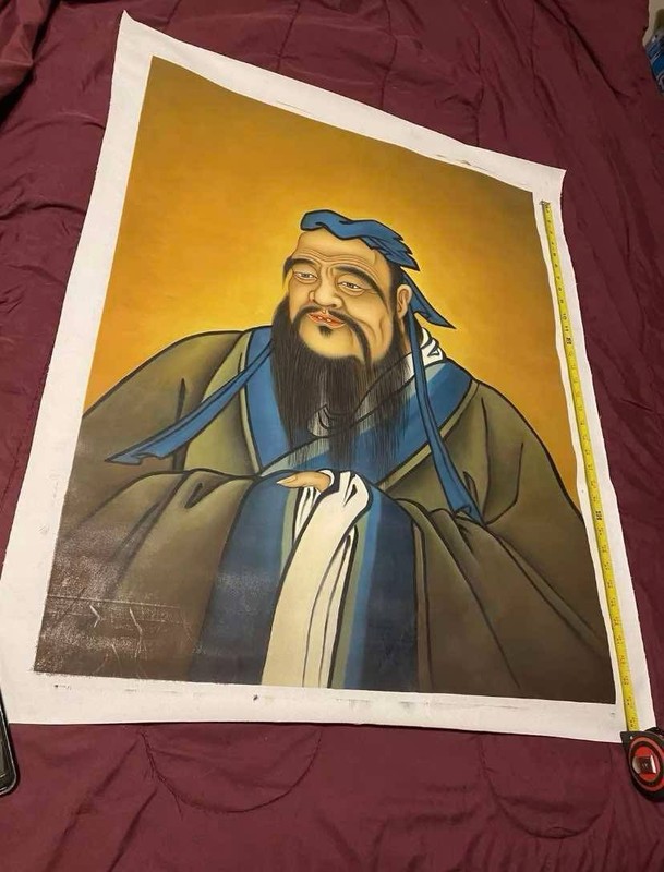 Hand Painted Replica “Confucius” Classic Chinese BC Art. Large Canvas.