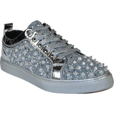 Mens Fancy Shoes By FIESSO AURELIO GARCIA, Spikes Rhine stones 2413 Silver
