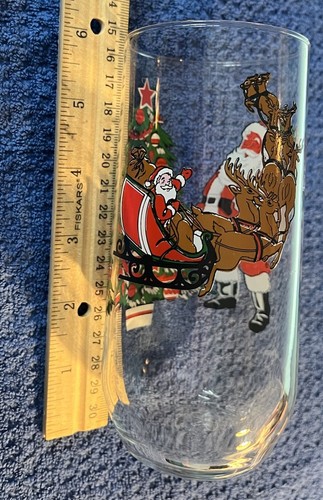 Vintage 1992 Christmas Santa Claus Reindeer Luminarc Drinking Glasses Holiday - Picture 6 of 6