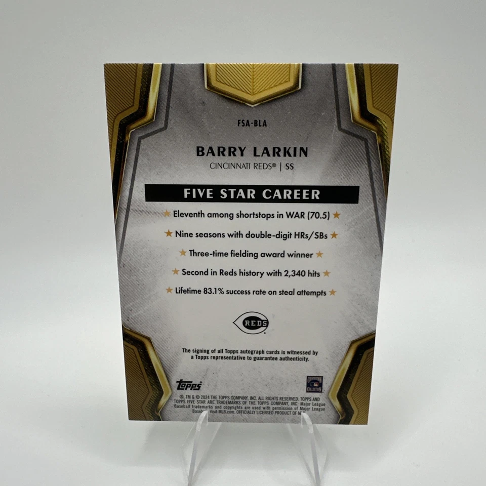 2024 Topps Five Star - Autographs Barry Larkin #FSA-BLA  (AU) Reds - Image 2 of 2