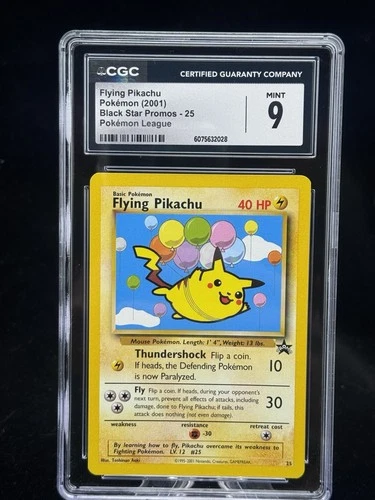 Flying Pikachu #25 Black Star Promo Pokemon League 2001 CGC 9  🎈☁️