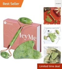 IcyMe Gua Sha  Jade Roller Facial Tools Face Roller and Gua Sha Set for Puff...
