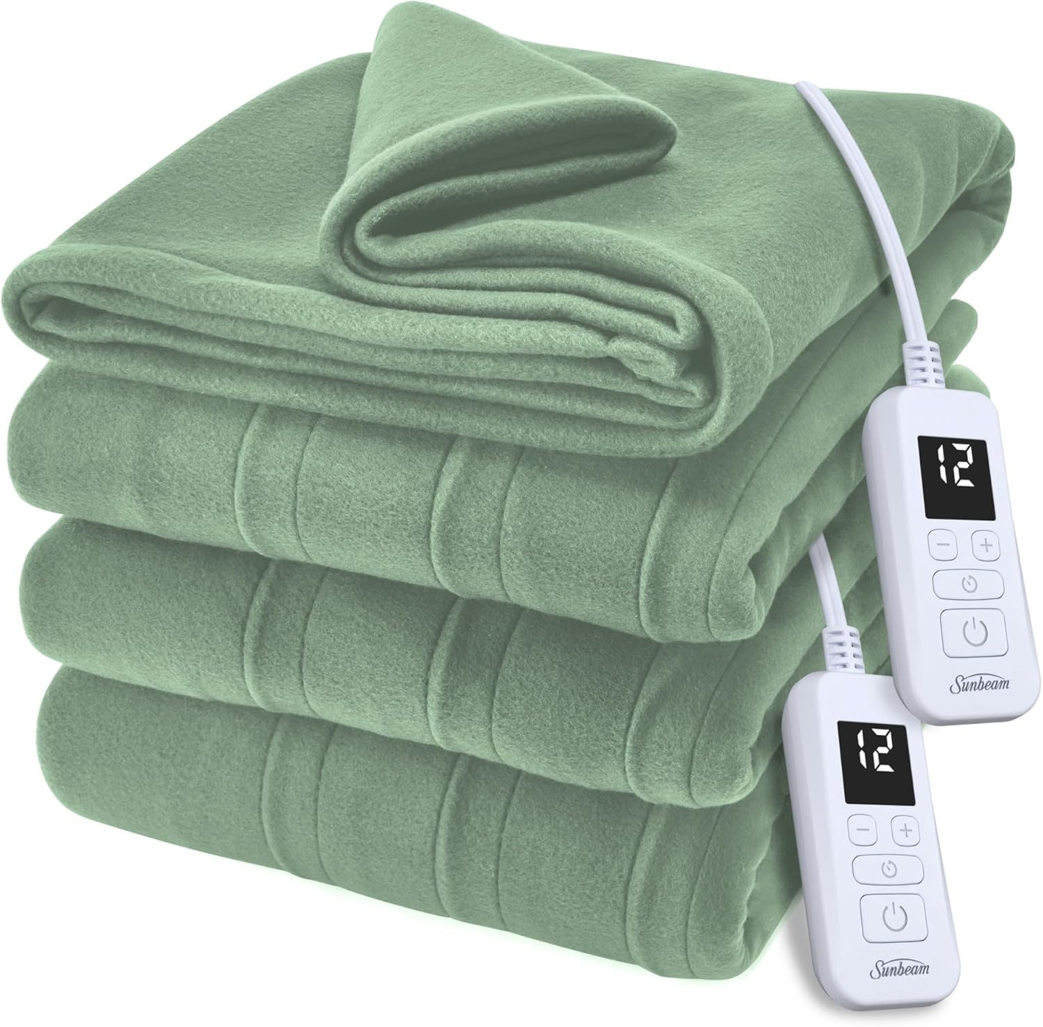 Acogedora manta eléctrica térmica Matcha tamaño queen con 12 ajustes de calor
