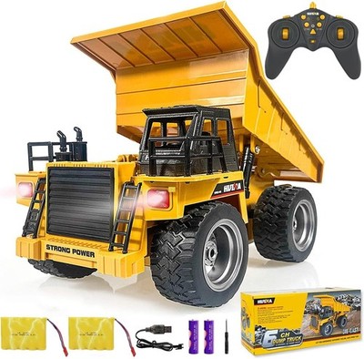 Remote Control Construction Dump Truck Toy 2.4G RC 6 Channel Bulldozer 4 Wheel D