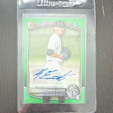 Topps 2025 Bowman Green Paper Prospect Konner Eaton /99  Autographed Rockies 