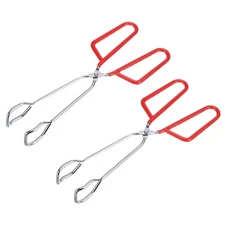 2Pcs Cooking Scissor Tongs, 10" Kitchen Tongs with Comfort Grip Red Handle