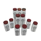 GRIFFITH'S Spice Jars Purified White Milk Glass Set of 11 Vintage  Red Lids