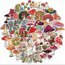 MUSHROOMS fun stickers 50 decals water bottle computer