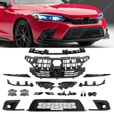 Sedan Only 17Pcs Grille Kit Front Bumper Bracket Fog Light For 22-24 Honda Civic