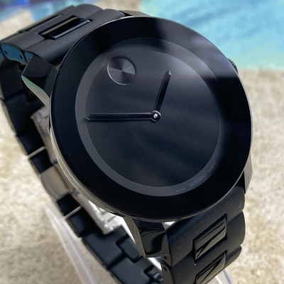 Movado Uhr BOLD Herren Swiss Schwarz Ionen Stahl TR90 42mm Gehäuse