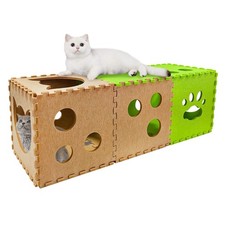 Felt Cat Tunnel 14 Pcs Foldable Cat Hideaway Cave with Interactive Peek Hole ...