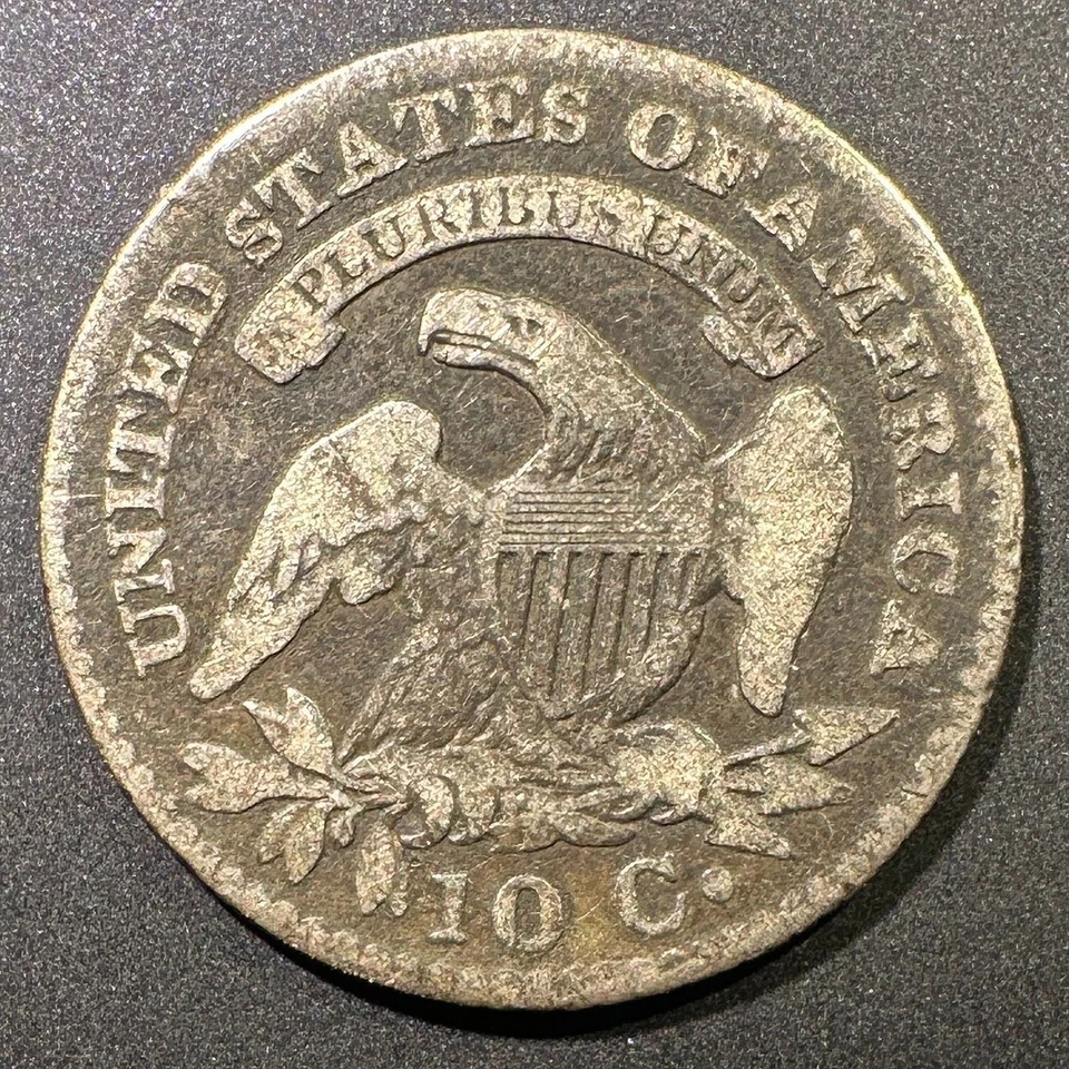 Серебряная монета номиналом 10 центов 1823/2 с крышкой с просроченной датой большой размер Es тип оригинальных поверхностей - Изображение 2 из 2