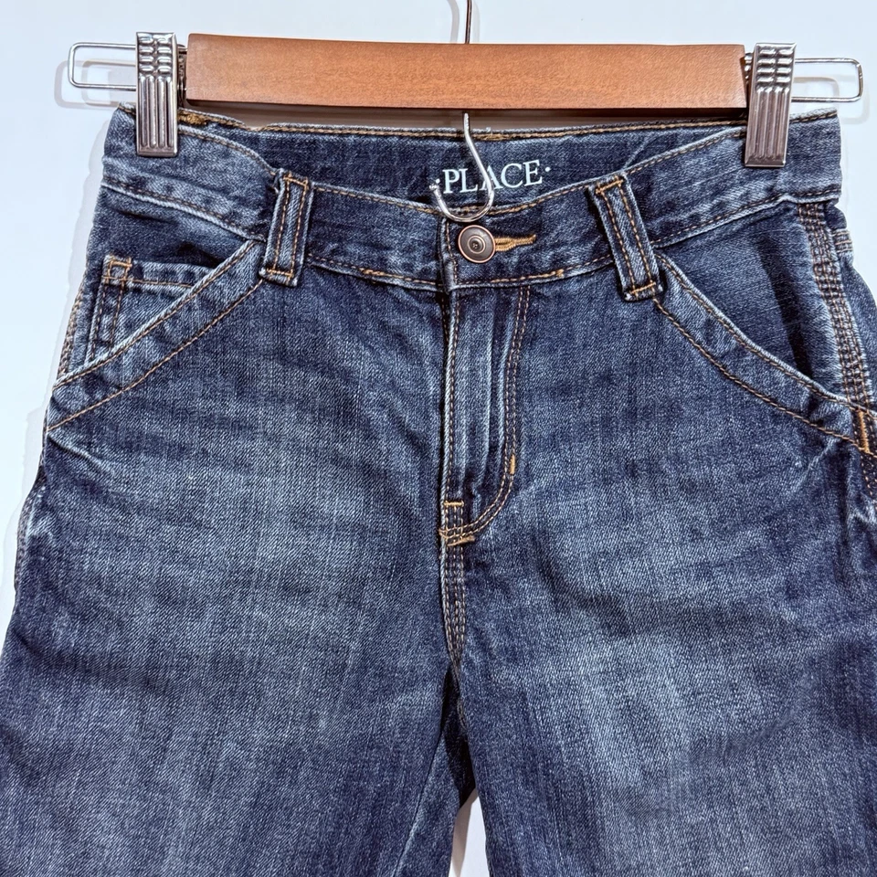 Childrens Place Boys Adjustable Waist Blue Denim Jean Shorts Size 6 Inseam 8in - Image 3 of 4