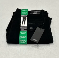 Hudson Women's Mid-Rise Straight Jeans, Pitch Black, Size 12/32