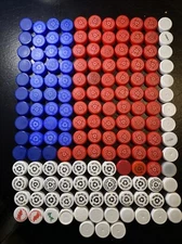 157 Plastic Bottle Caps/Lids For Arts And Crafts Red White And Blue