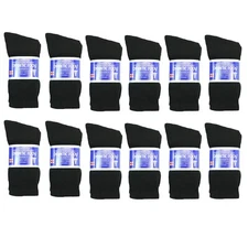 New Diabetic Crew Socks Circulatory Health Cotton Loose Fit Top 12 Pairs
