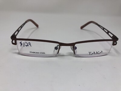 Taka Eyeglasses Frame T2648 50/18/135 Brown Half Rimless Metal CI70