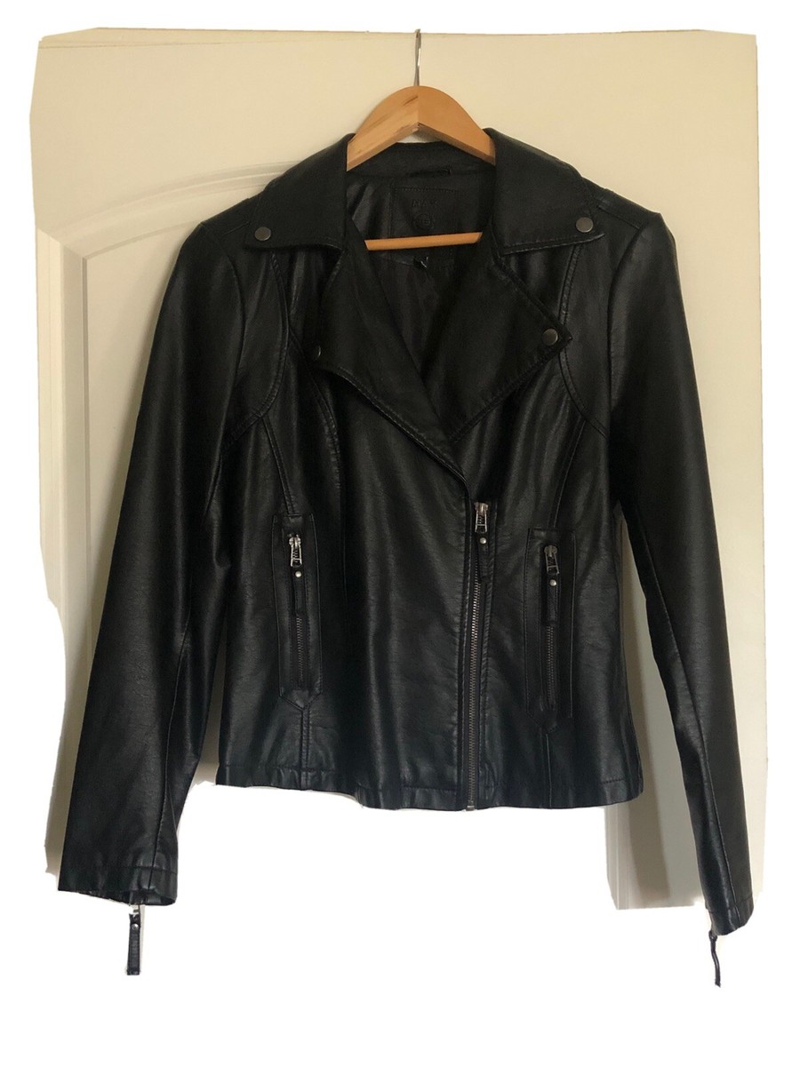 新品 即完品 F／LEATHER OVER SIZED JACKET ボア 黒 NWOT MAX STUDIO WOMEN'S BLACK FAUX LEATHER JACKET Size Small