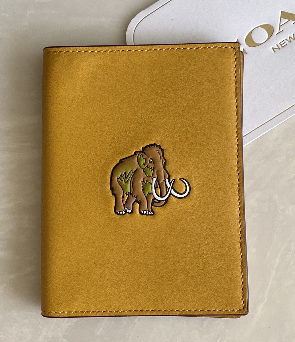 NEW COACH WOOLLY MAMMOTH YELLOW LEATHER PASSPORT CASE | eBay