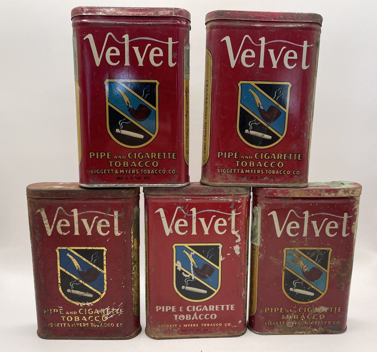 velvet tobacco company Vintage Velvet Pocket Tobacco Tin Empty lot (5)
