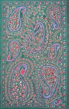 Silk Hand Embroidered Suzani Blanket Bed Spread Sofa, Cover Wall Hanging Green