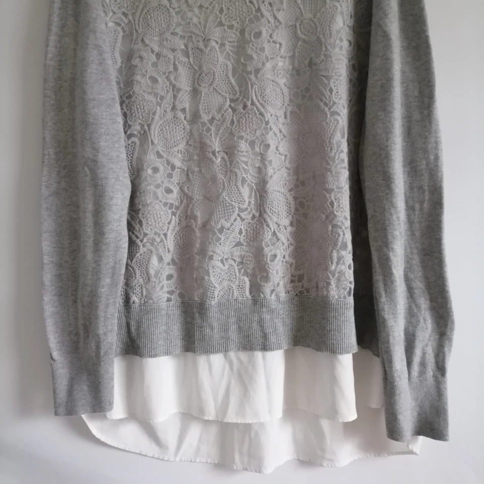 Suéter Pullover Simply Vera Wang Mujer Gris Y2K Encaje Superpuesto Talla XXL Foto 3 de 4