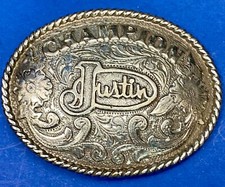 Justin Champion Youth Jr Smaller Size Ornate Flower Swirl Western Belt Buckle