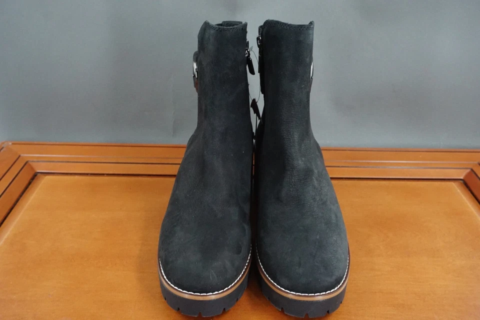 Zapato Dakota Blondo Mujer 9 Negro Cuero Hebilla Cremallera Lateral Tirar de Botines Foto 2 de 4