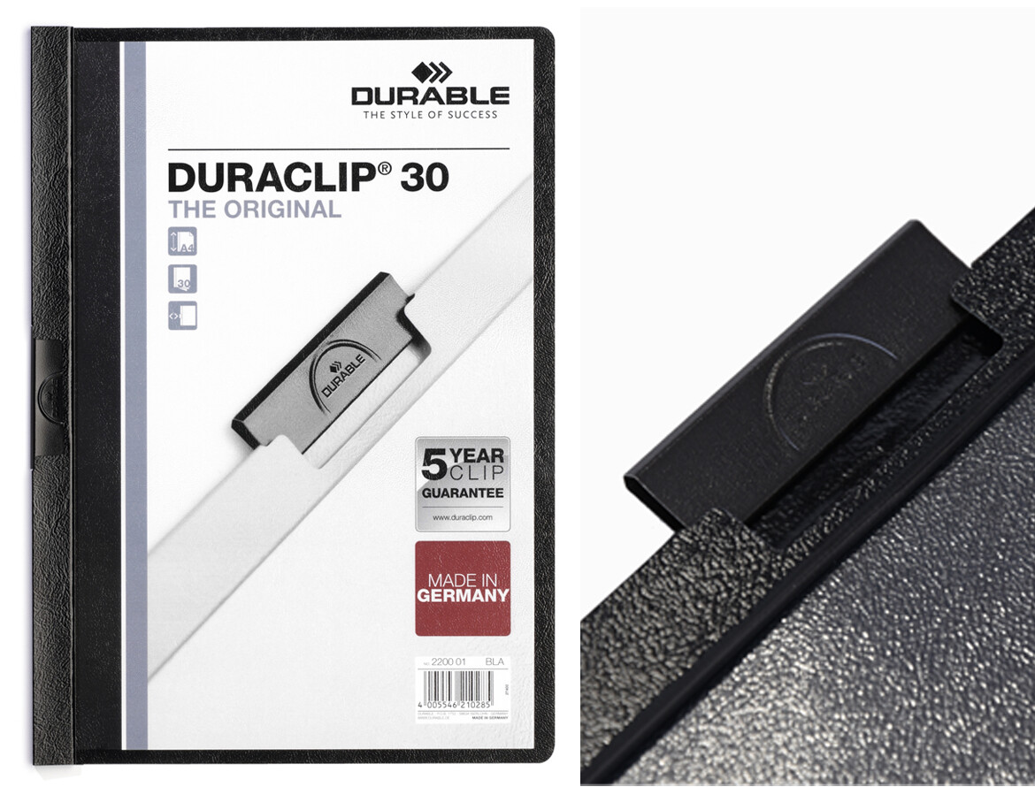 DURABLE Klemm-Mappe DURACLIP® 30 – A4, Bis 30 Blatt, Kunststoff, Made In Germany