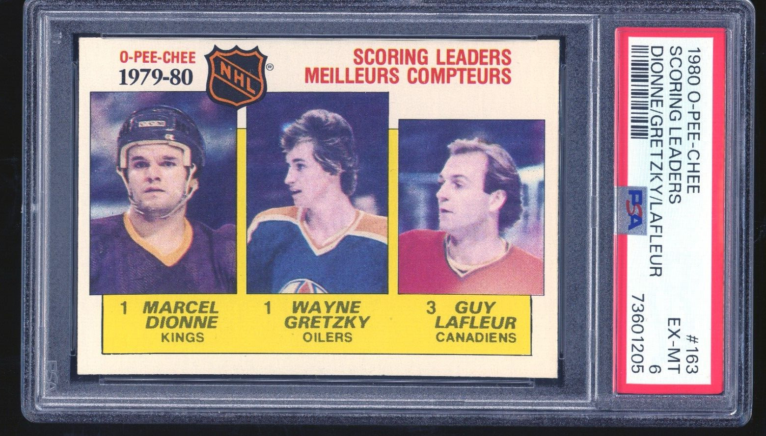 Dionne Gretzky Lafleur 1980-81 O-Pee-Chee #163 OPC Scoring Leaders PSA 6 EX-MT