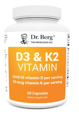 Dr. Berg D3 K2 Vitamin 5000 IU W/Mct Powder - Includes 50 Mcg MK7 Vitamin K2, Pu