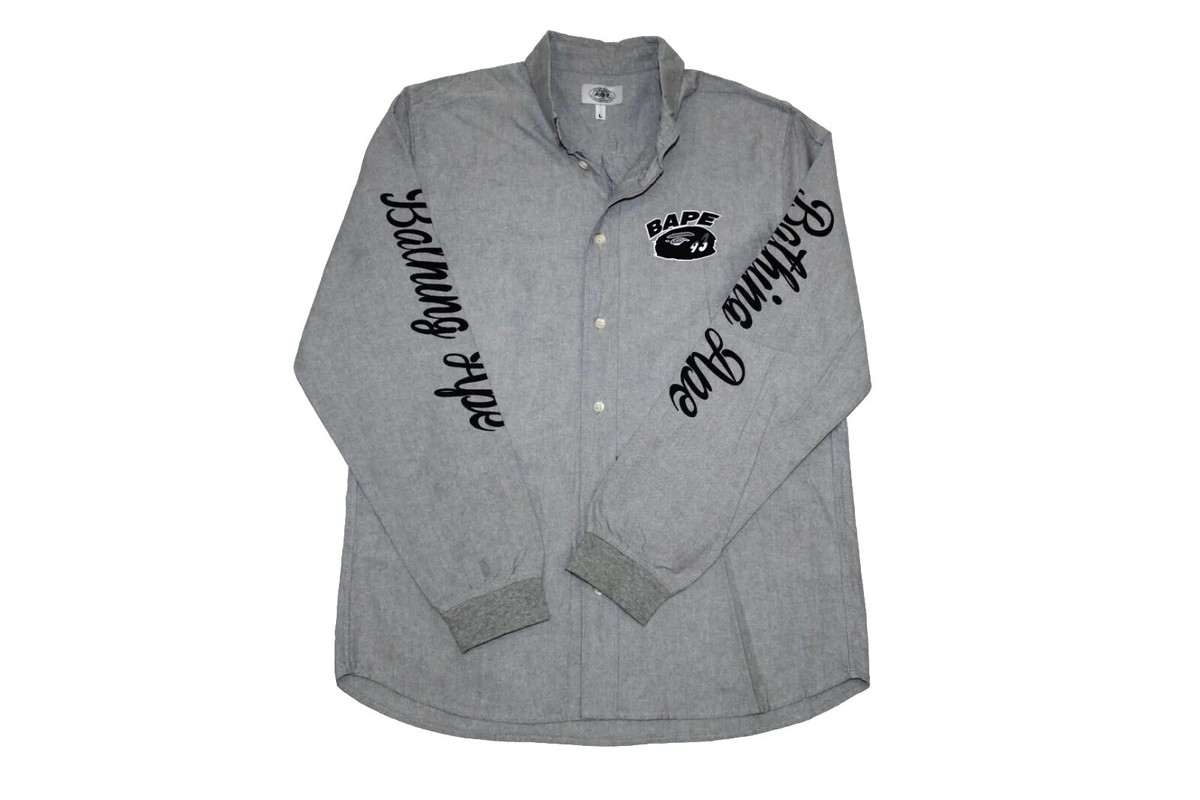 90s A BATHING APE エルボーパッチ L/S Wool Shirt 90s A BATHING APE エルボーパッチ L/S Wool Shirt