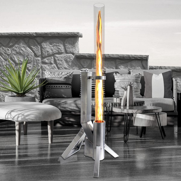 Feuerrohr FeuersäUle Feuer Rohr Fackel Edelstahl Pellet Feuerspiel Pelletfackel-image