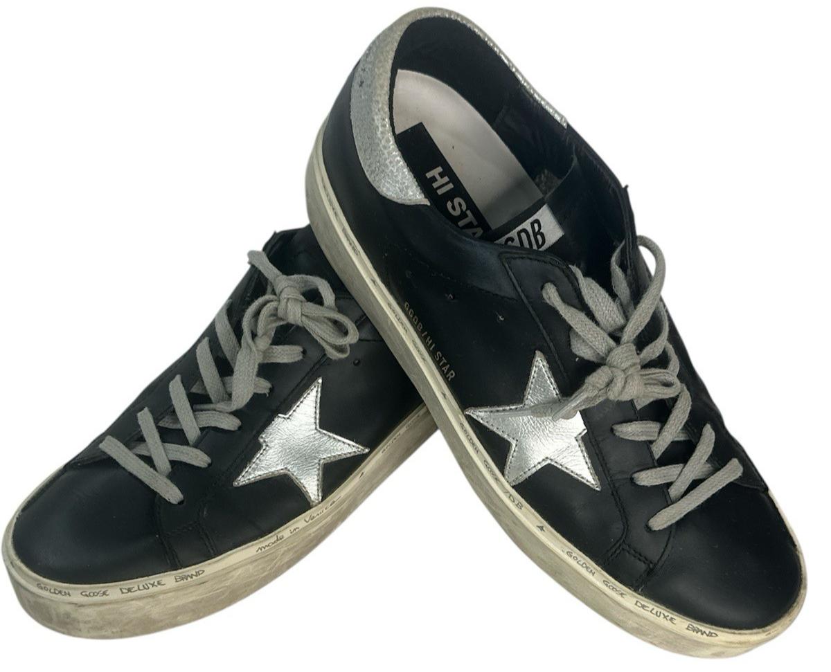 Golden Goose Hi Star Sneaker In Black & Sliver Size 41 | eBay