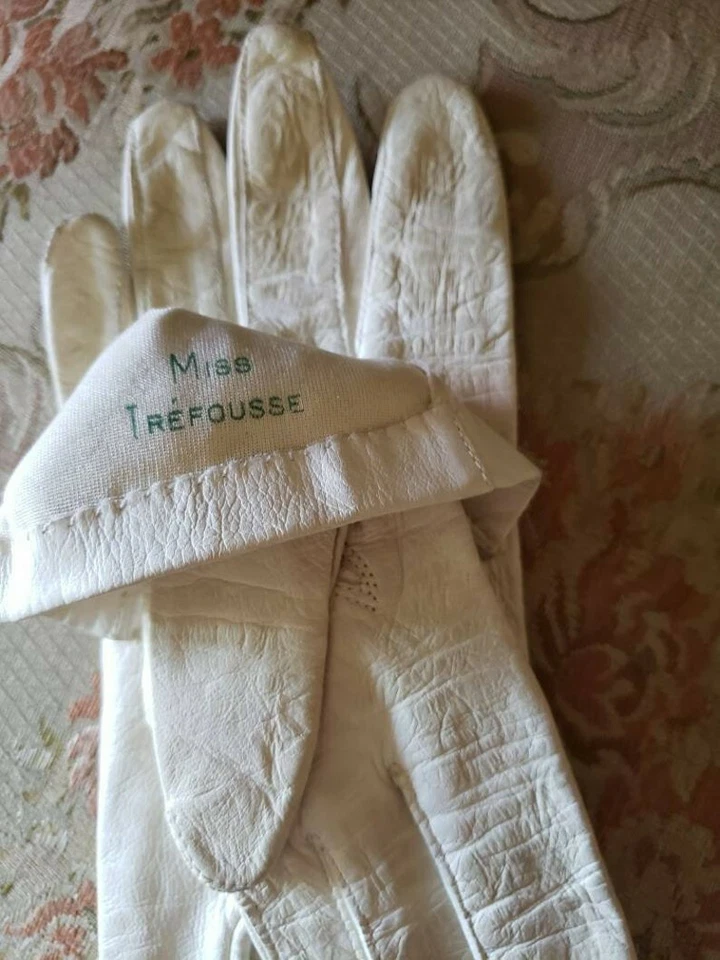 Винтажные детские французские кожаные перчатки с шелковой подкладкой из трефусса 1930-е  - Изображение 4 из 4