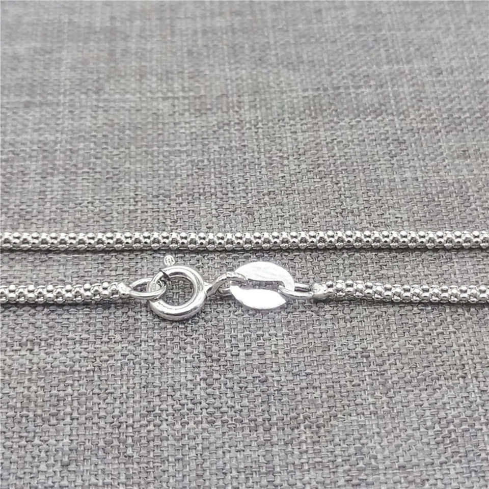 Cadena de palomitas de maíz ajustable de plata de ley 925 con chapado en rodio 1,5 mm 18 pulgadas Foto 4 de 4