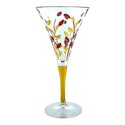 Murano Weinglas rot gelber Stiel handbemalt Venedig