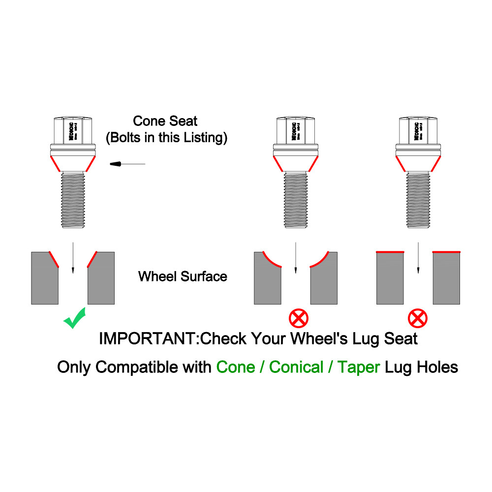 M12x1.5 Extended Wheel Lug Bolts w/ Socket Tool Kit Fit BMW E90 E21 E30