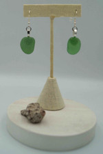 Green Sea Glass Pieces: Oval Shaped Earring Pair E 43