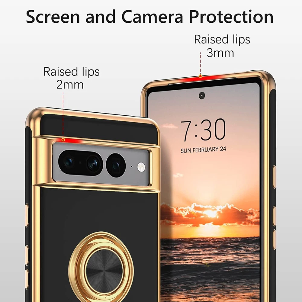 Phone Case For Google Pixel 7 / 7 Pro / 7a Hybrid Rugged Shockproof Cover Ring