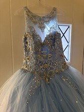 Quinceanera dress light blue (Sweet 16)  with adjustable size, corset, gems
