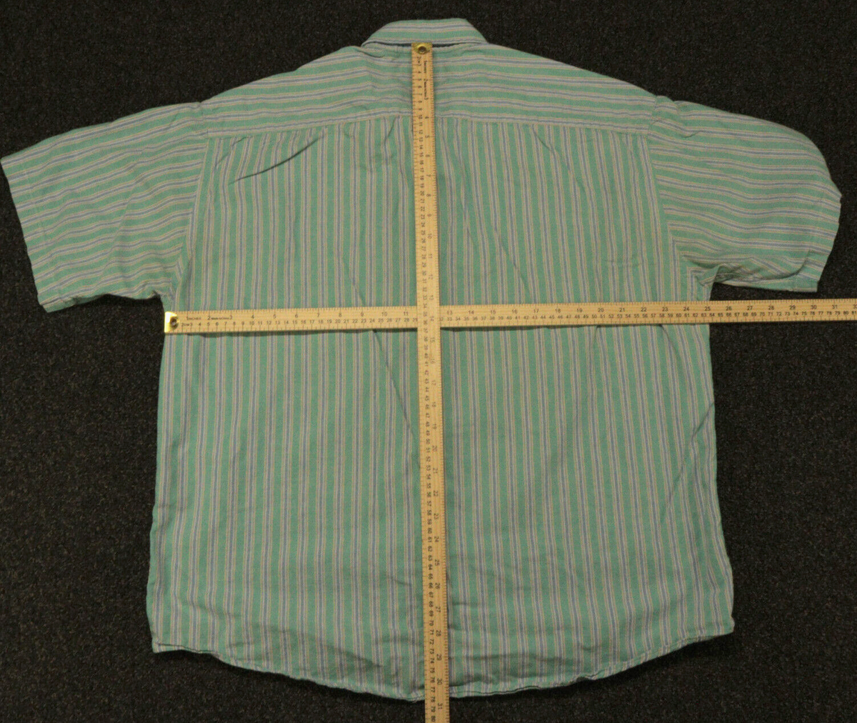 Vintage St John's Bay Shirt Mens XL 17 1/2 Jeanswear Striped Green