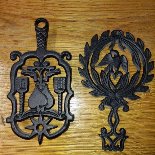 Pr Of Vintage Cast Iron Trivet Both Stamped - 1 Stamped WILTON & 1 208