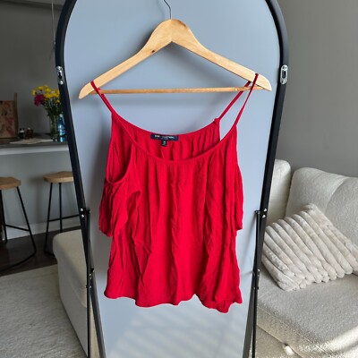 One Clothing Women's Off-the-Shoulder Red Flowy Top Size M   Boho Chic Blouse