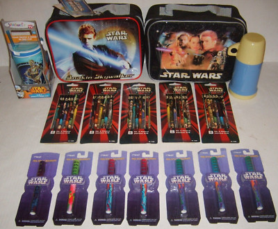 STAR WARS EPISODE I COLLECTORS SCHOOL LOT LUNCH BOX MEAD PENS PENCILS SNACK CUP
