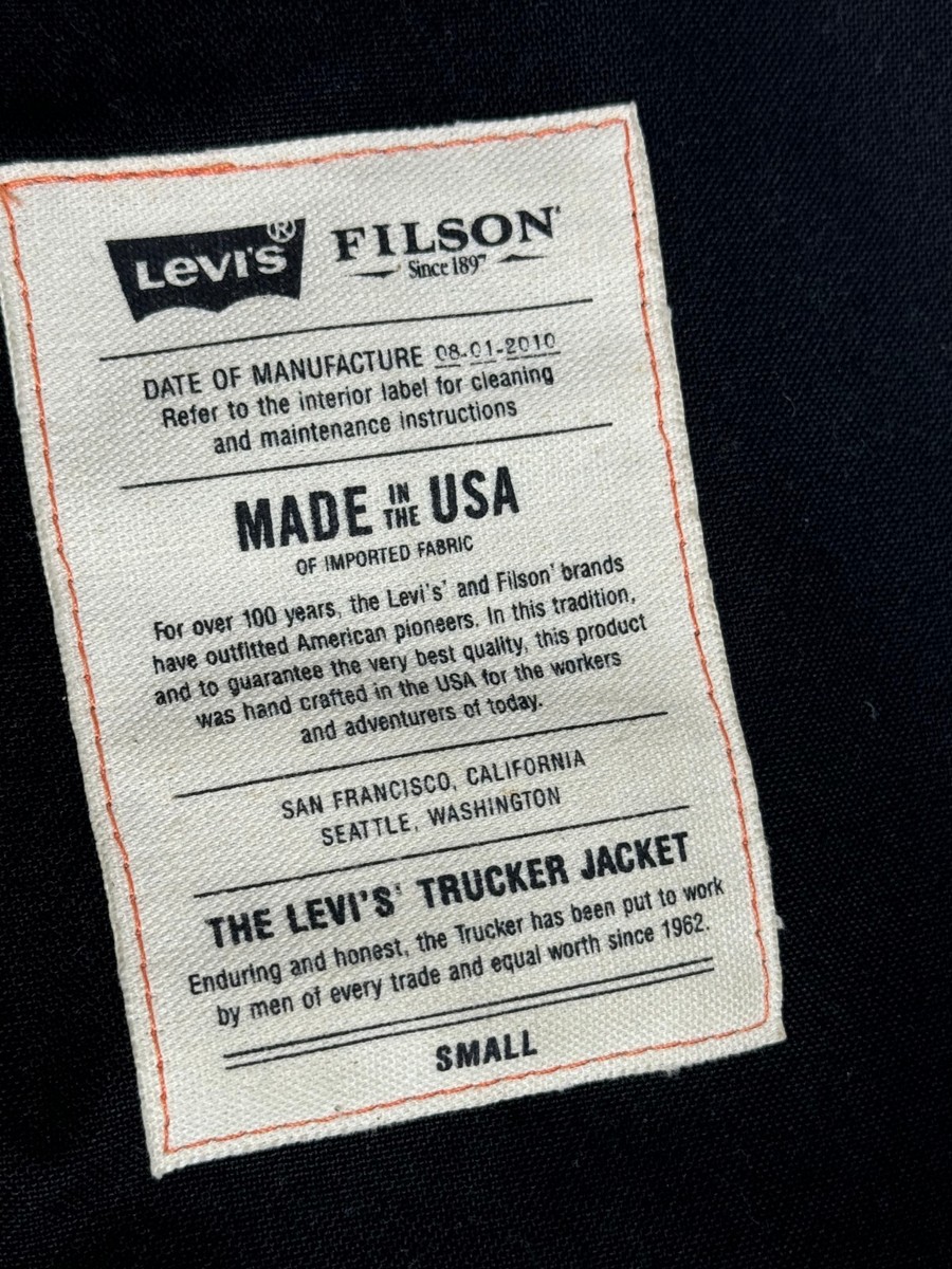 Filson x Levi's Waxed Trucker Jacket Black Size S Made in Filson x Levi's Waxed Trucker Jacket Black Size S Made in