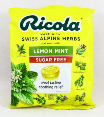 Ricola Lemon Mint Swiss Alpine Herbs Throat Drops Sugar Free 105ct Free Shipping
